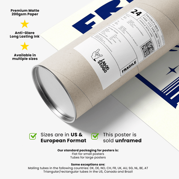 French 75 Art Print cocktail poster with yellow and blue for gallery wall