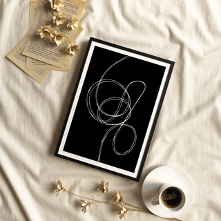 Minimal continuous line art print showing interlaced ovals