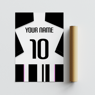 Close crop of Juventus Football Shirt Poster focusing on thick sans serif name line