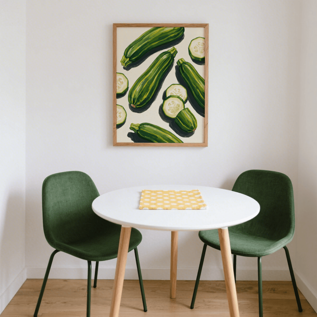Fresh Zucchini Wall Art featuring green tones for pantry wall