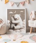 Polar Bear Nursery Print with soft white hues for gender-neutral nursery wall art