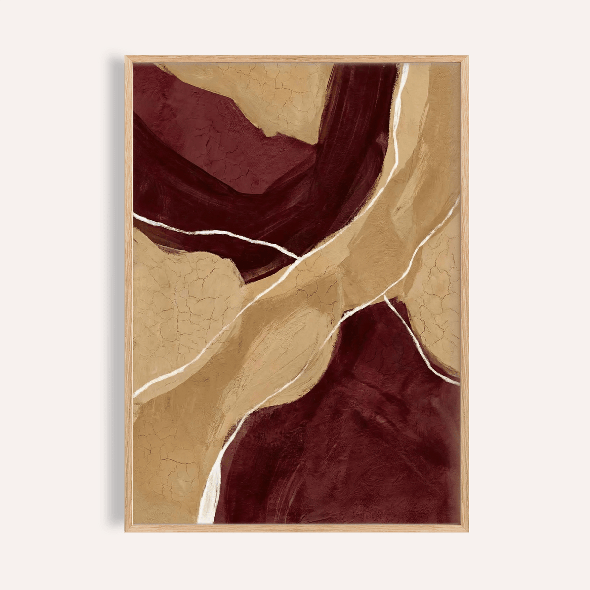 Neutral Organic Abstract Art in Red, Brown, Beige, White for living room wall art