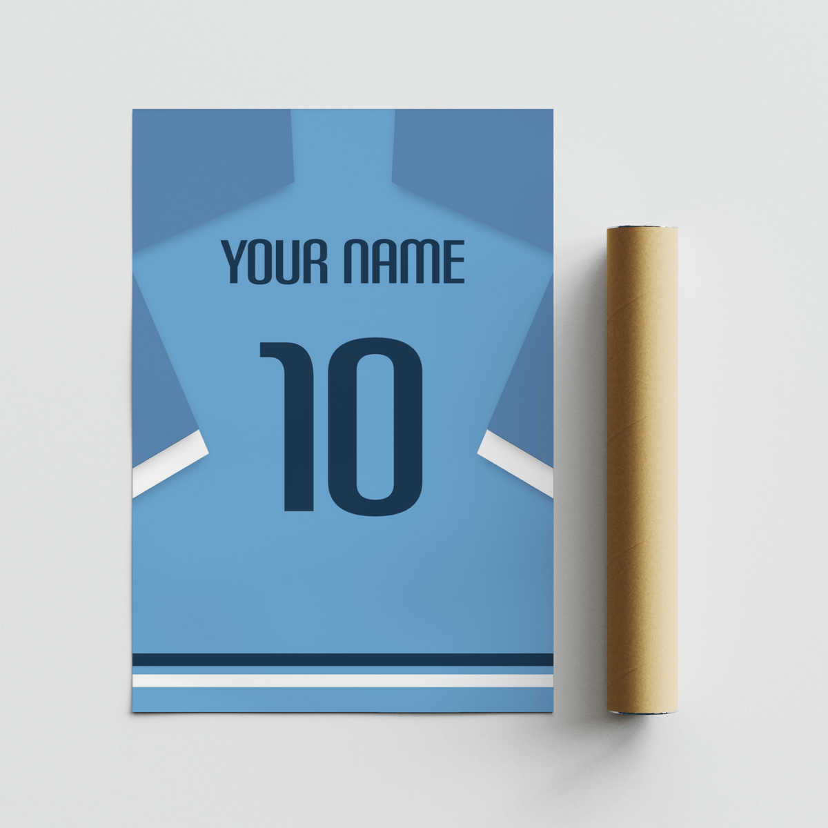 Centered Uruguay Football Shirt Poster design featuring jersey silhouette and hem stripe