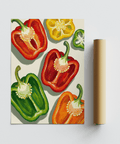 Colorful Bell Pepper Print poster for modern cafe decor in multicolored scheme