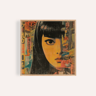 Japanese Pop Art wall art print with Orange, Black, Red for living room