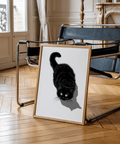 Modern Black Cat Print with white background for bedroom decor