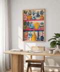 Boho Kitchen Print using yellow, green, red for dining area wall art