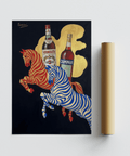 Vintage Beverage Art poster, blue and red stripes, fits well in vintage bar area