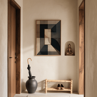 Elegant Wabisabi Art Print with black accents, suitable for minimalist living room