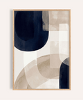 Shapes Minimalist Print in Blue, Beige, and White for living room wall art