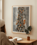 Bicycle Racing Poster depicting dense peloton on geometric road