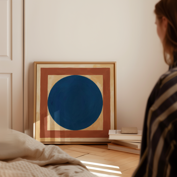 Minimalist Circle Art wall art print with beige background for office space