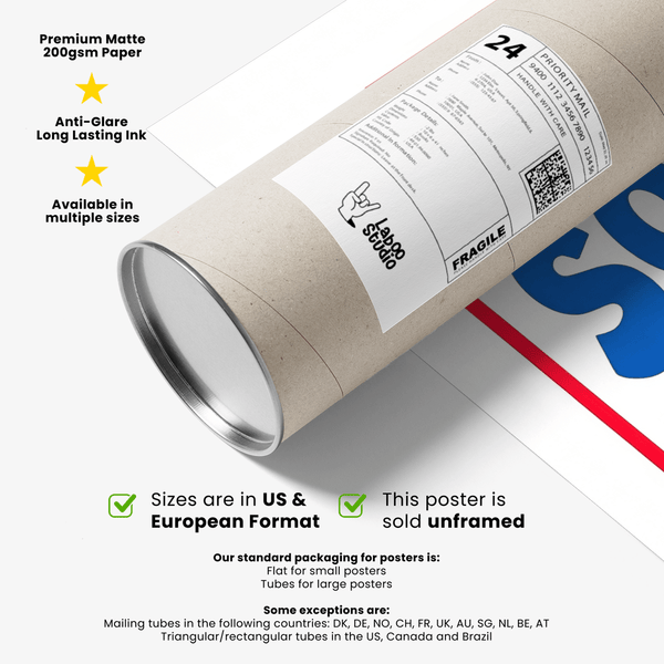 Bright blue and red Donut Wall Art for creative workspace art print