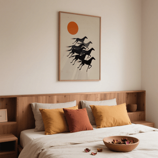 Minimal graphic herd illustration arranged along a rising diagonal