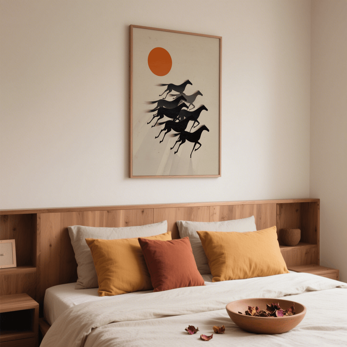Minimal graphic herd illustration arranged along a rising diagonal