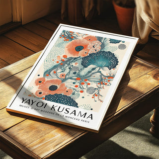 Abstract floral poster print for creative spaces with bright color contrast