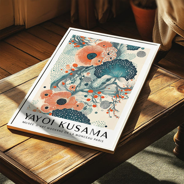 Abstract floral poster print for creative spaces with bright color contrast