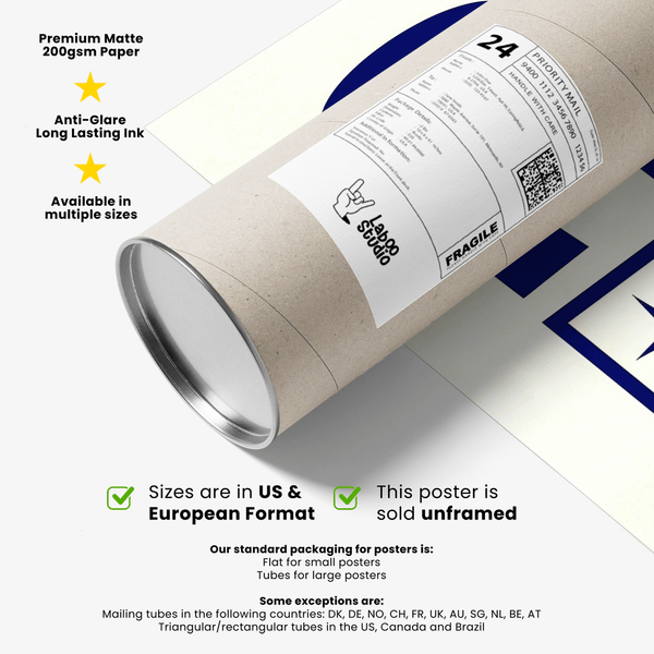 Vintage Gin Fizz Print Blue Yellow art print for modern kitchen wall