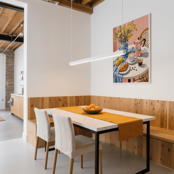 Floral Kitchen Decor art print in Blue and Pink, perfect for dining room walls