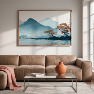 Nature Wall Art Print featuring autumn Orange trees for entryway wall art