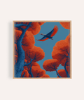 Fyling Bird Wall Decor in blue and red for living room wall art print