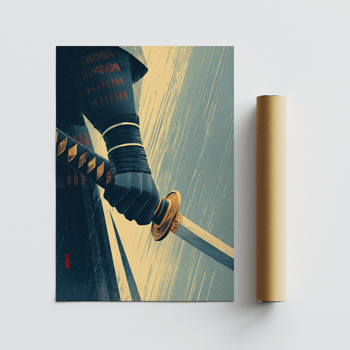 Samurai Sword Wall Art illustration of samurai forearm gripping katana