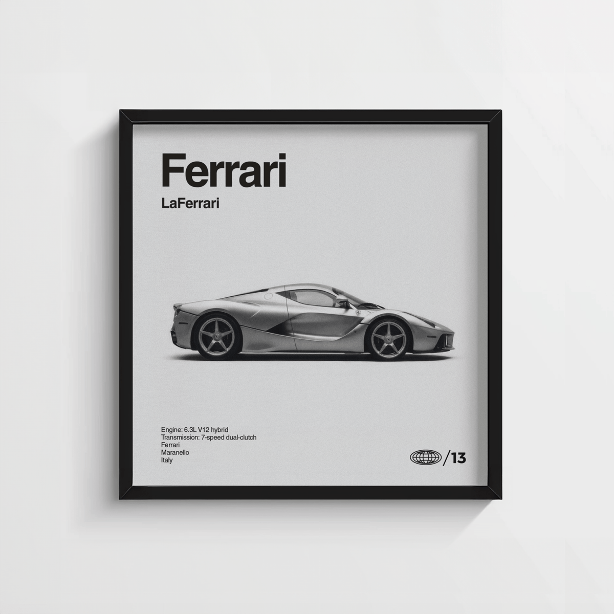 Minimalist LaFerrari Poster in Black for home office design
