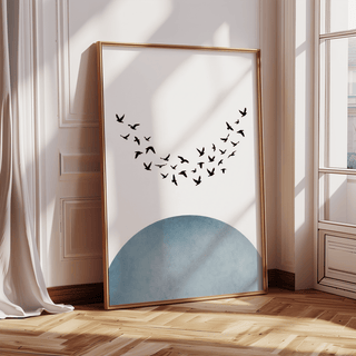 Minimal Wall Decor print in Blue and White for office wall art