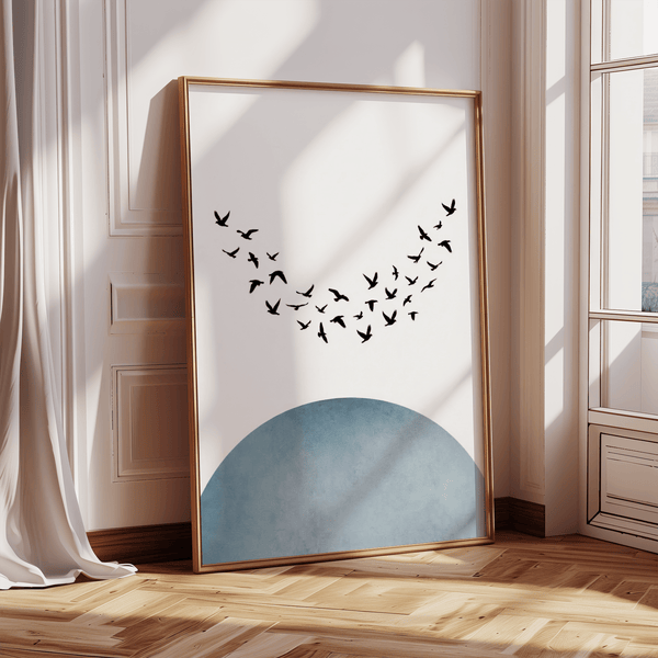 Minimal Wall Decor print in Blue and White for office wall art