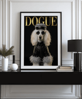 Detailed Dog Fashion Print with Gold tones for chic dining room wall art