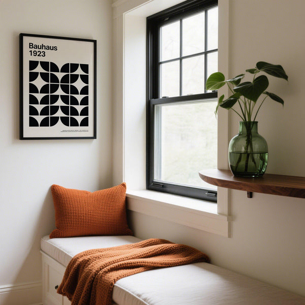 Simple and strong mid century art prints in grid layout.