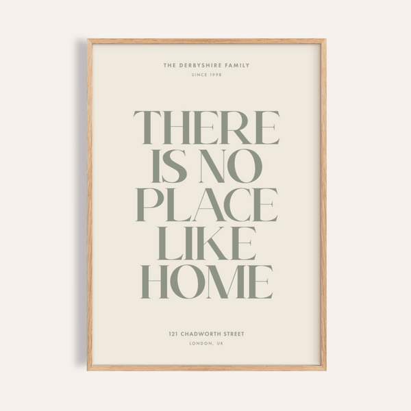 No place like home print Beige Green living room wall art poster