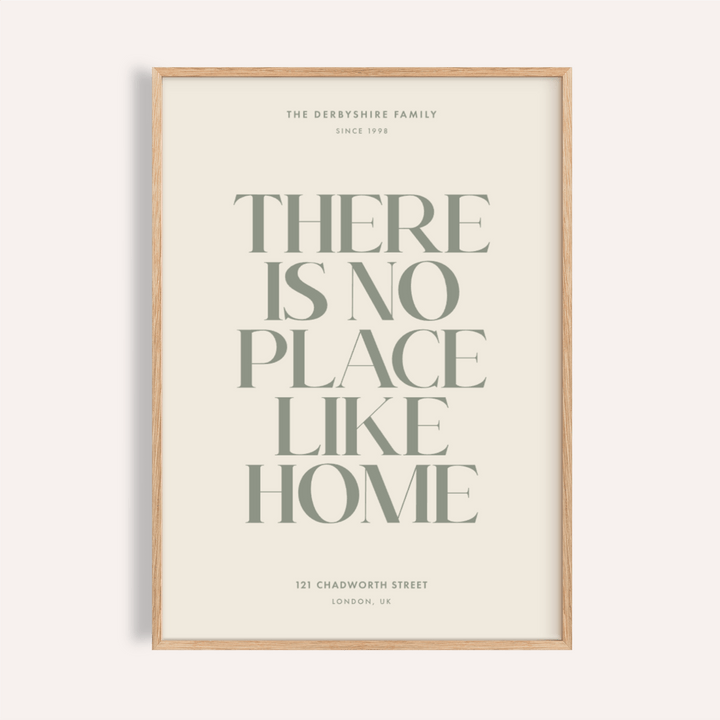 No place like home print Beige Green living room wall art poster