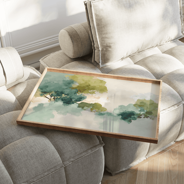 Green Abstract Art print using Green and Beige, suitable for home office