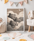 Gray and White Teddy Bear Wall Art for Nursery designed for baby's wall art