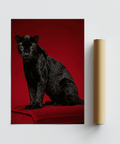 Artistic Black Panther Art Print in red and black for home décor