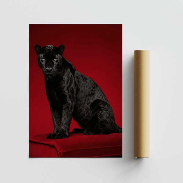 Artistic Black Panther Art Print in red and black for home décor