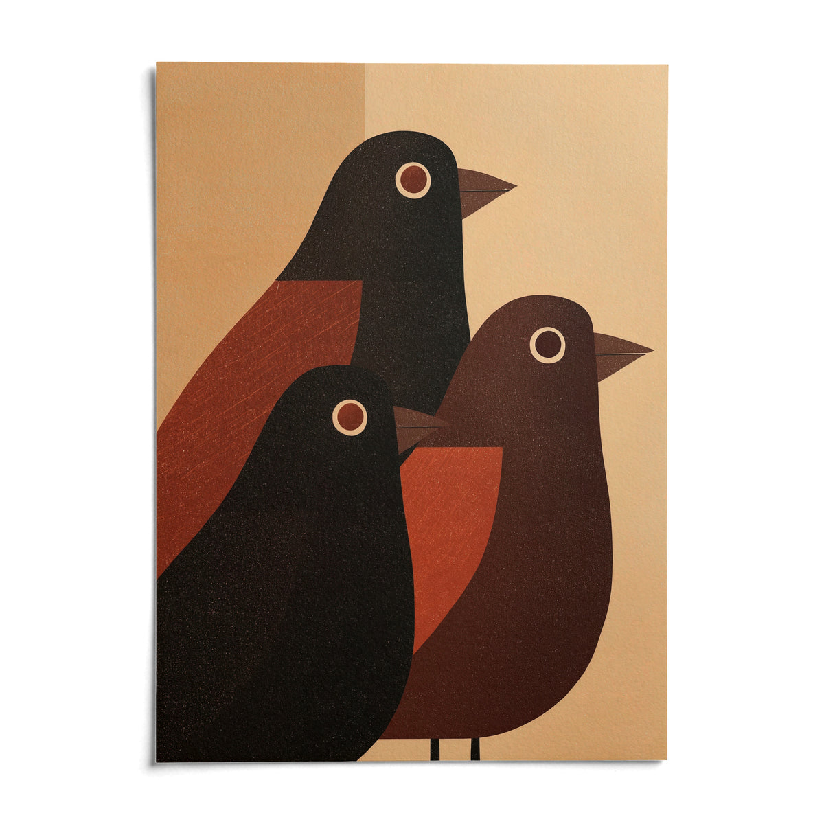 Abstract Bird Wall Art, shown as an unframed paper print on a plain white background