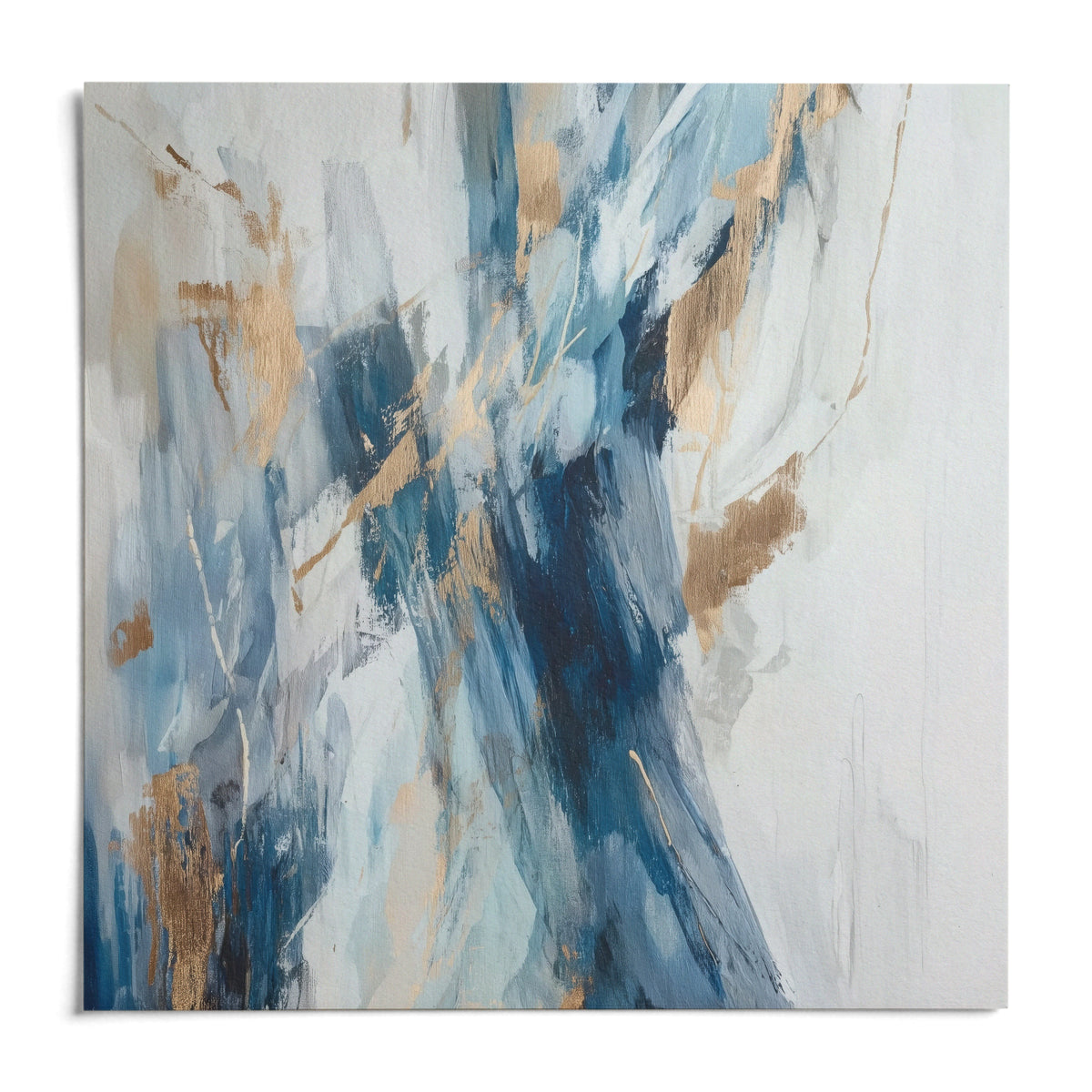 Abstract Blue Wall Art, shown as an unframed paper print on a plain white background