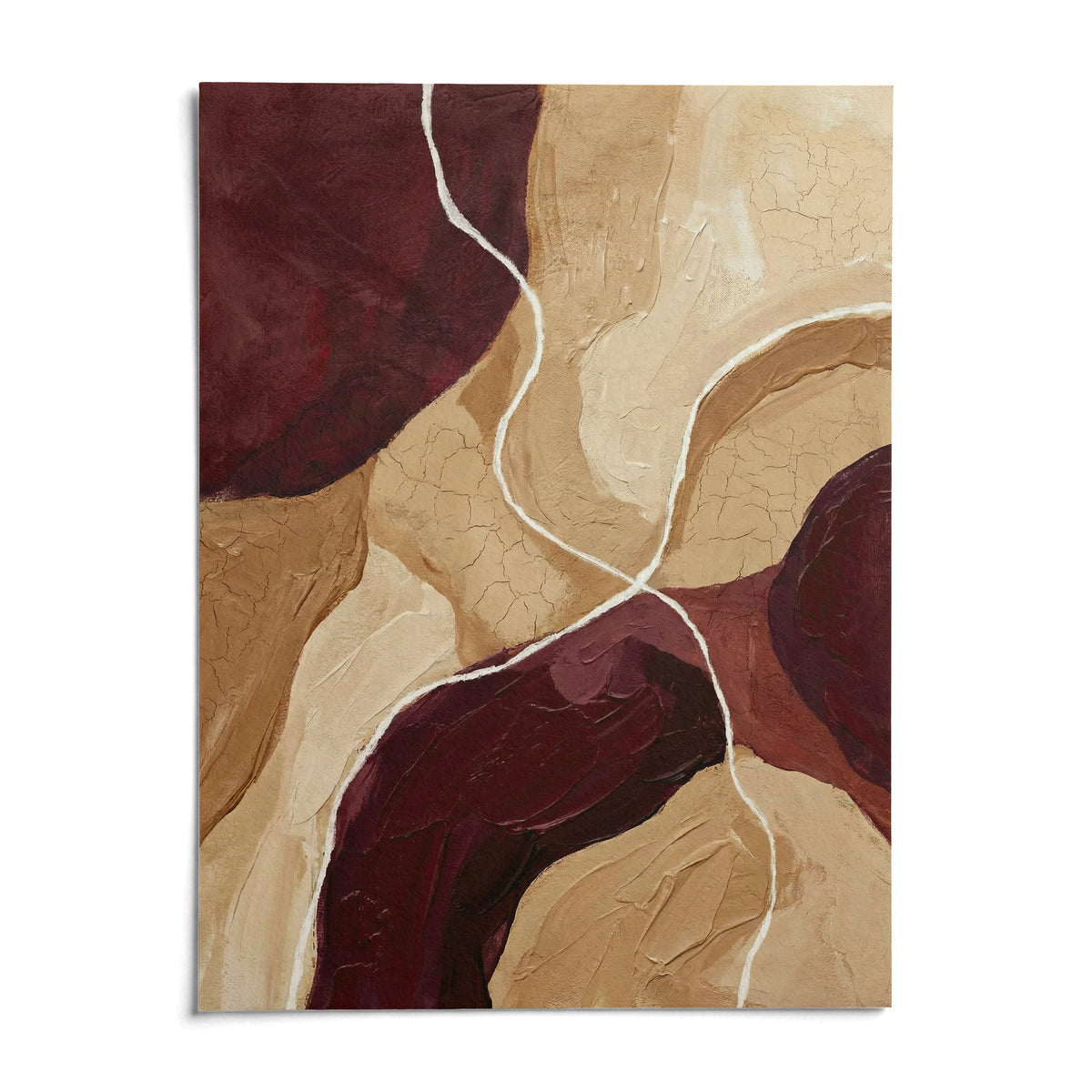 Burgundy Abstract Art, shown as an unframed paper print on a plain white background