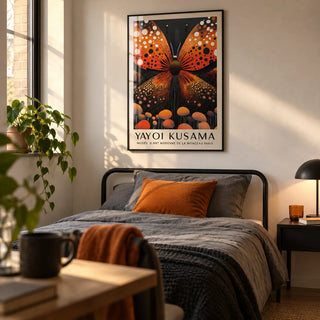 Abstract Butterfly Art, framed on the wall of a young adult's bedroom in a first flat (22-28) with a warm white wall