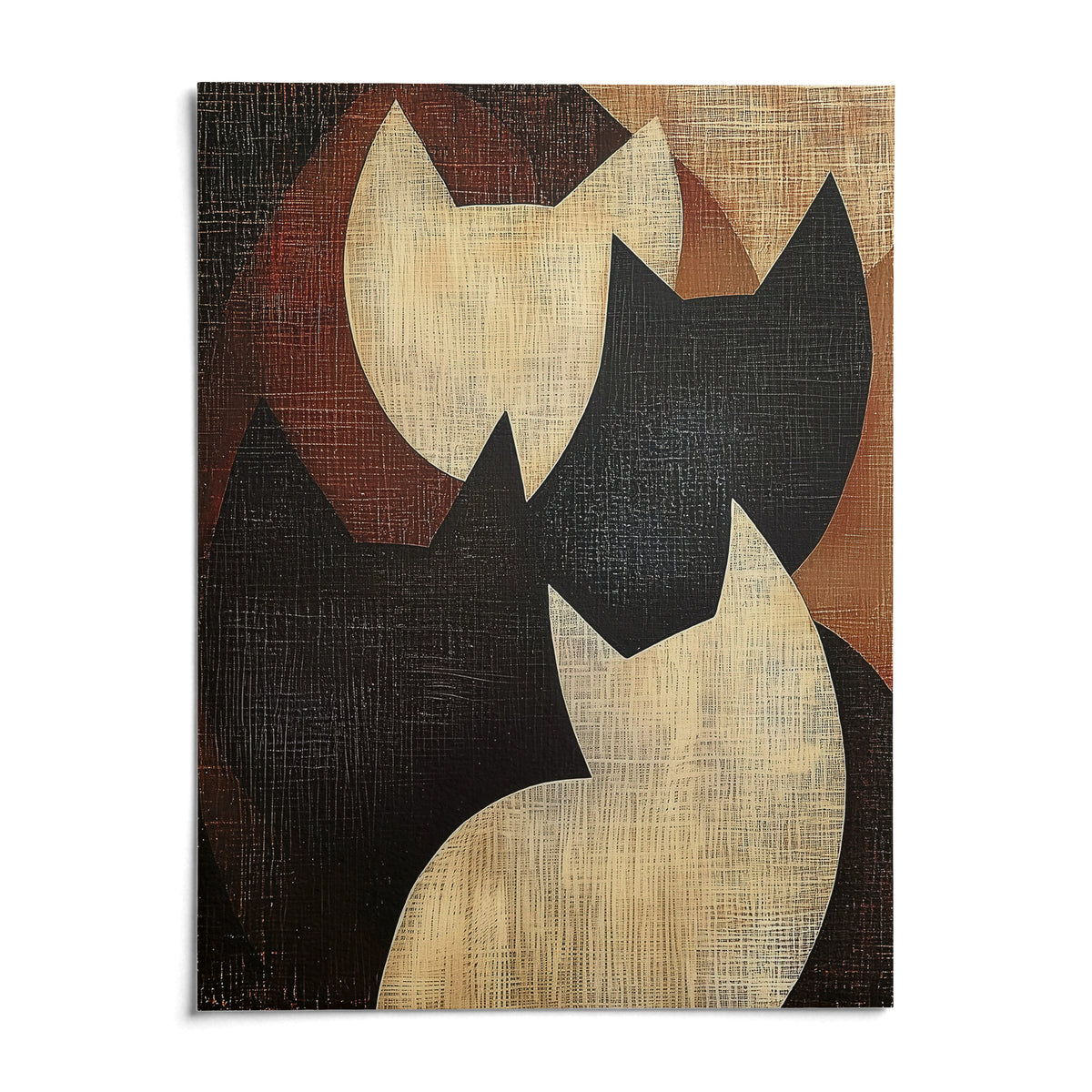Abstract Cat Art, shown as an unframed paper print on a plain white background