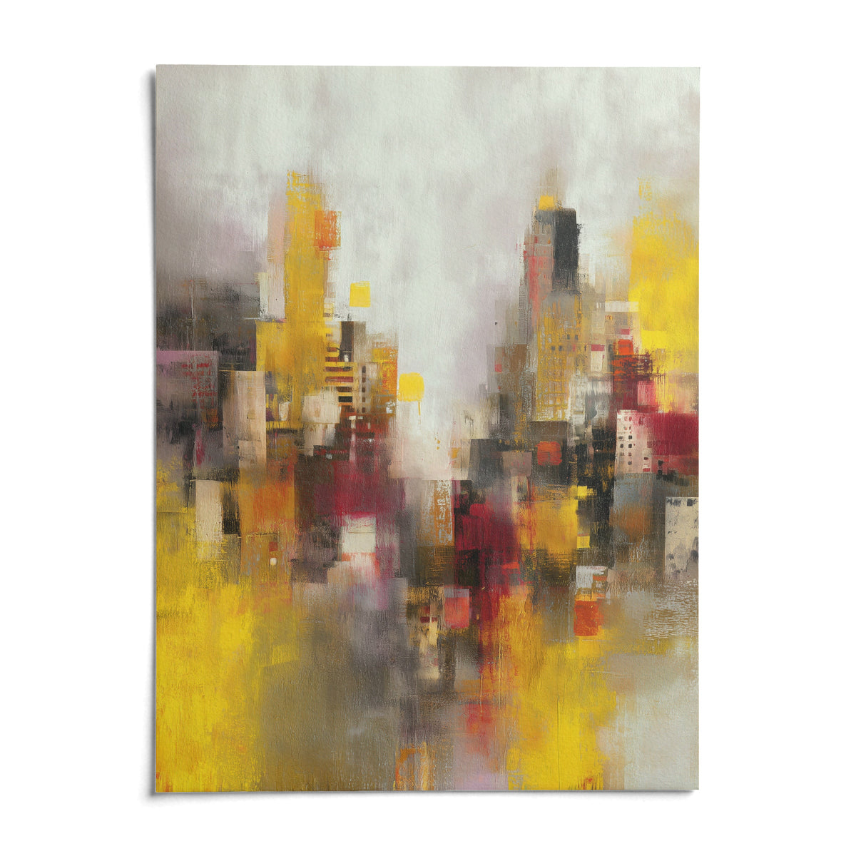 Abstract Cityscape Art Print, shown as an unframed paper print on a plain white background