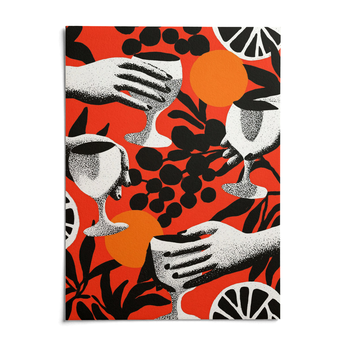 Abstract Drink Wall Art, shown as an unframed paper print on a plain white background