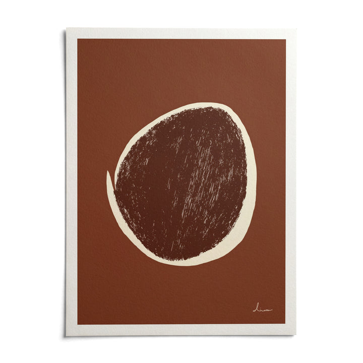 Abstract Earth Tone Art Print, shown as an unframed paper print on a plain white background