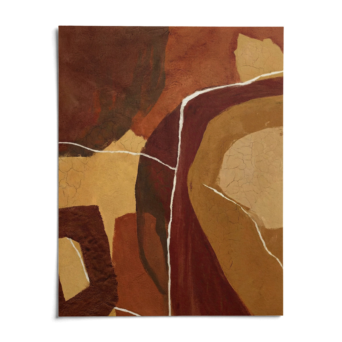 Abstract Earth Tones Print, shown as an unframed paper print on a plain white background