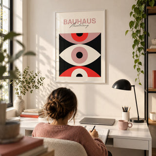 Abstract Eye Poster, framed on the wall of a creative home office