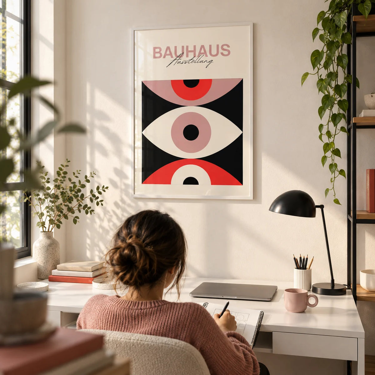 Abstract Eye Poster, framed on the wall of a creative home office