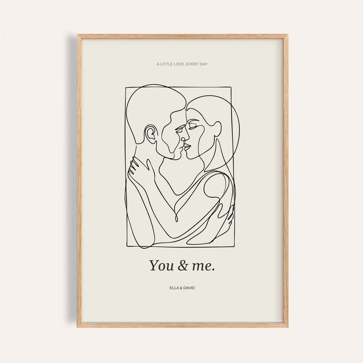 Abstract Figures personalised print, shown framed in natural wood