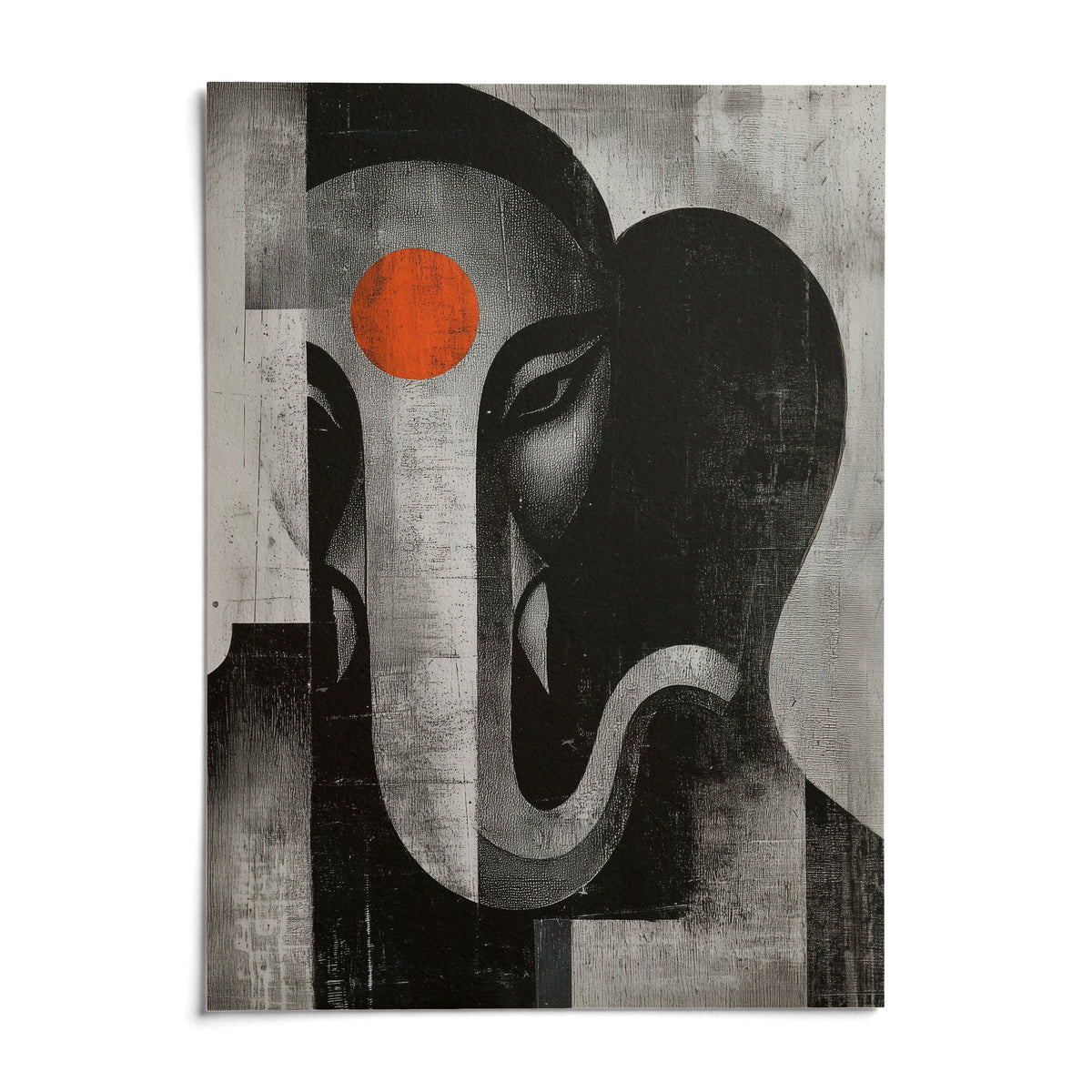 Abstract Ganesh Wall Art, shown as an unframed paper print on a plain white background